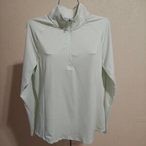 Adidas Golf Womens Mint Green Quarter Zip Pullover Textured Mesh Top Small